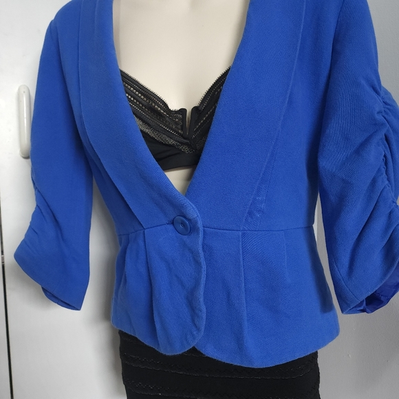 Aus S Zara Blue Cropped Blazer Peplum Jacket - Picture 5 of 16